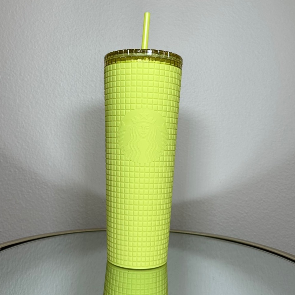 Starbucks Yellow Lemon Drop Disco Grid Soft Touch Tumbler - Picture 3 of 3